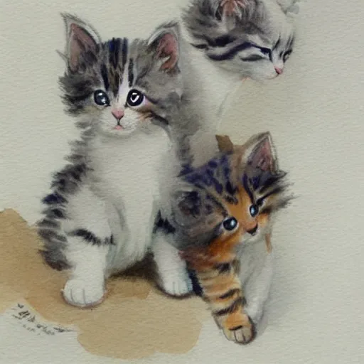 Image similar to cute kittens, watercolor