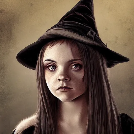 Prompt: young witch christina ricci, art by julia razumova