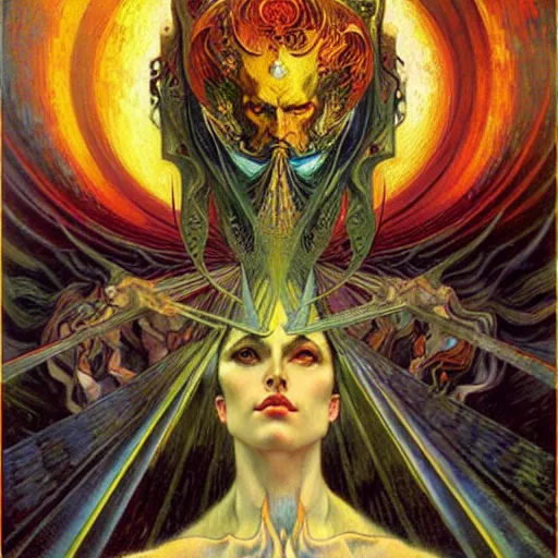 Image similar to Divine Chaos Engine by Karol Bak, Jean Delville, and Vincent Van Gogh