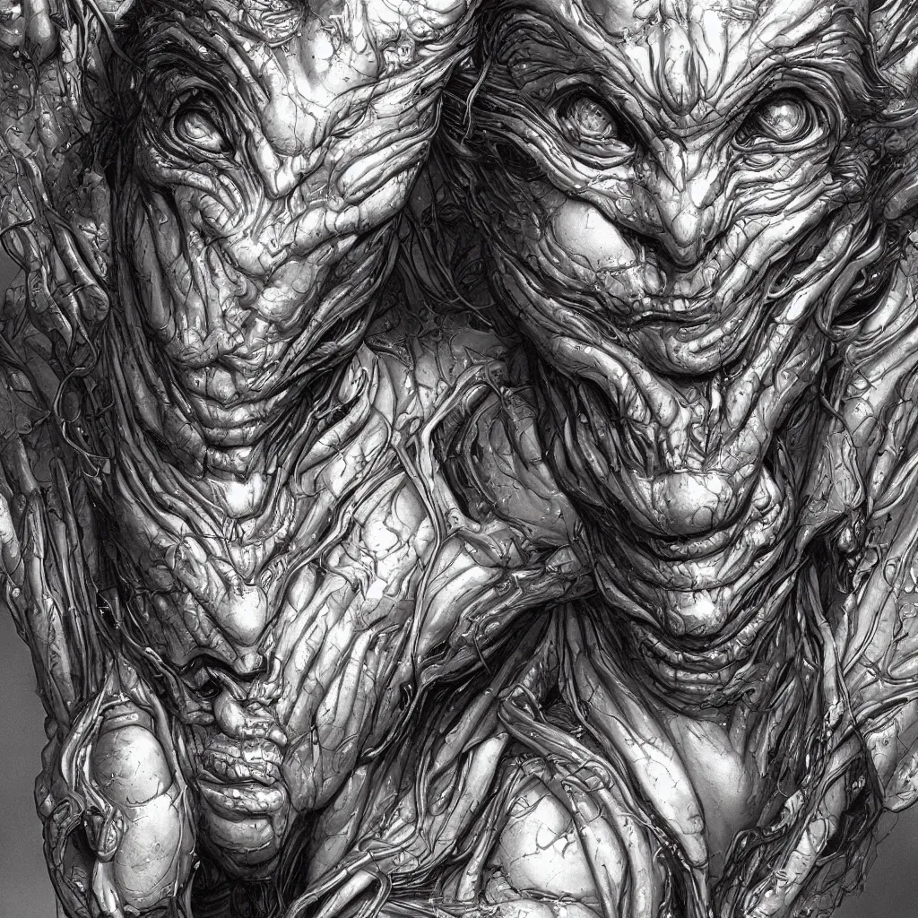 Image similar to terrifying bust portrait of a beautiful exotic alien queen by travis charest and chris achilleos, an intricate, elegant, highly detailed digital painting, concept art, smooth, sharp focus, mixed media illustrationhyperrealism, extremely hyperdetailed