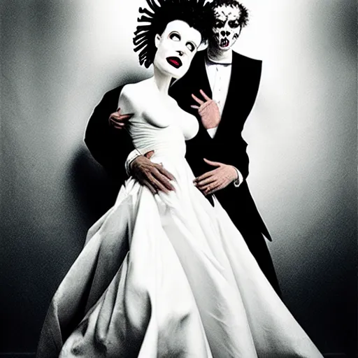 Prompt: bride of frankenstein, mario testino photography