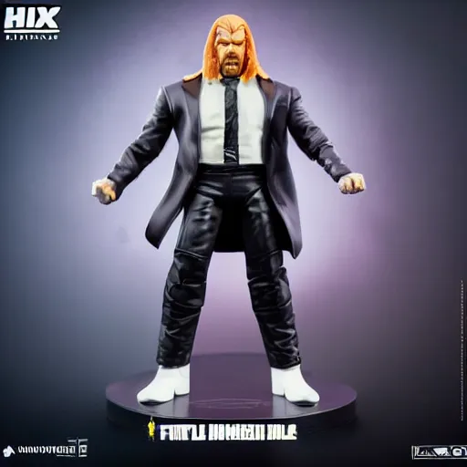 Image similar to Full body shot of a Triple H vinyl figure as a villain, white background, 3d, high quality, depth of field, high contrast, 8k, concept art, smooth, sharp focus, highly detailed