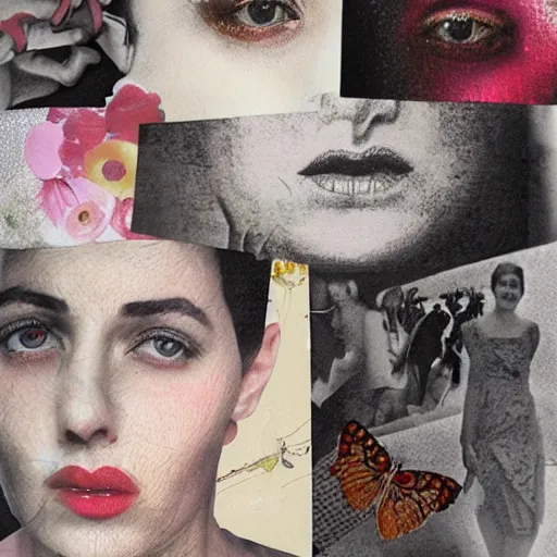 Prompt: a female collage by Riza peker