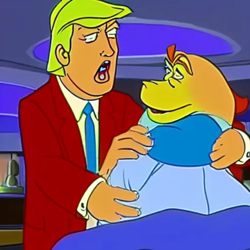 Image similar to Donald trump in Scooby-Doo, Where Are You? (1969) cartoon animation, screen capture from episode 10