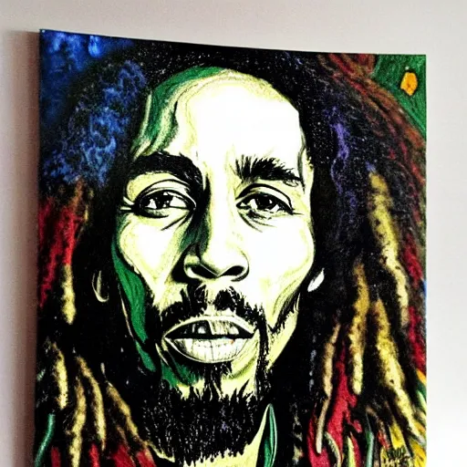 Prompt: highly detailed portrait of bob marley in the style of vincent van gogh