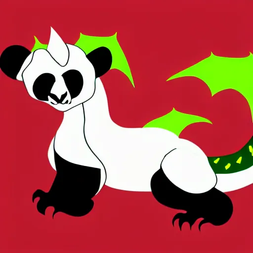 Image similar to vector art of welsh dragon and panda mixed, intercrossed, chimera, adobe illustrator