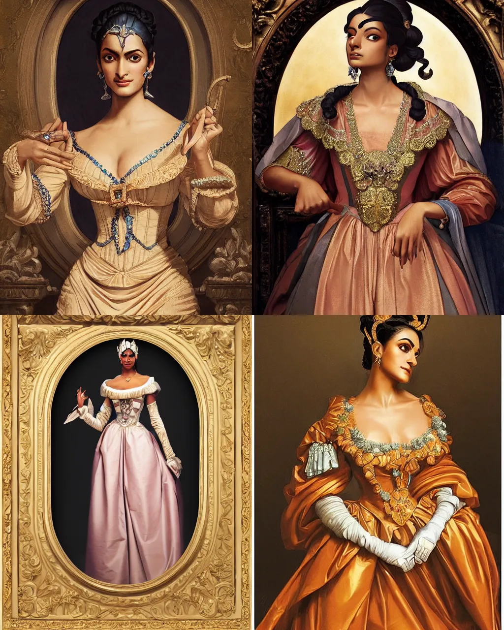 Prompt: Detailed Baroque painting of symmetra from overwatch as an elegant noblewoman, beautiful silky dress, style of giotto and jc leyendecker, intricate, soft lighting |