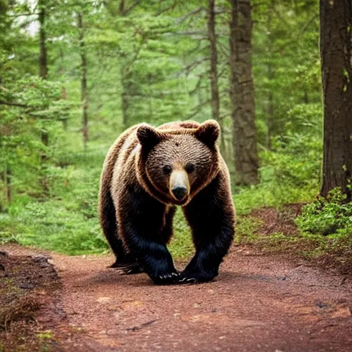 Prompt: photo of an agressive bear in a forest running at the camera