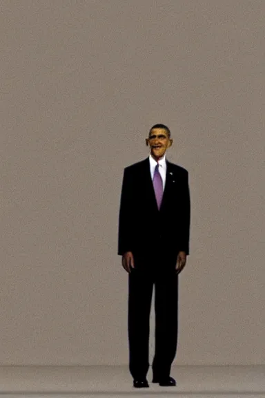 Image similar to a photo taken with the flash on of Obama standing ominously in the corner of the room