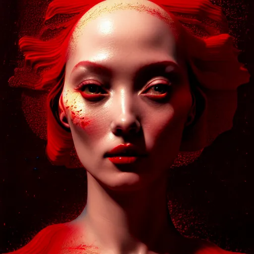 Image similar to a beautiful surreal illustration of rouge highly detailed, liquid oilpaint, doug chiang, gustave dore, leonardo da vinci, trending on artstation, industry, lucid and intricate, rectilinear, digital art, octane, redshift, vray, 8 k, 6 4 megapixels, zbrush central, behance hd, hypermaximalist, well rendered