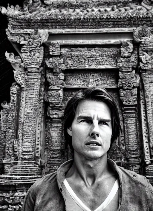 Image similar to a photo of tom cruise in temple of bali, perfect faces, award winning photography, 50 mm