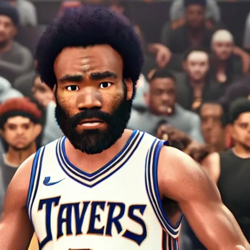 Prompt: a videogame still of donald glover in nba 2 k 2 2, ultra detailed, octane render