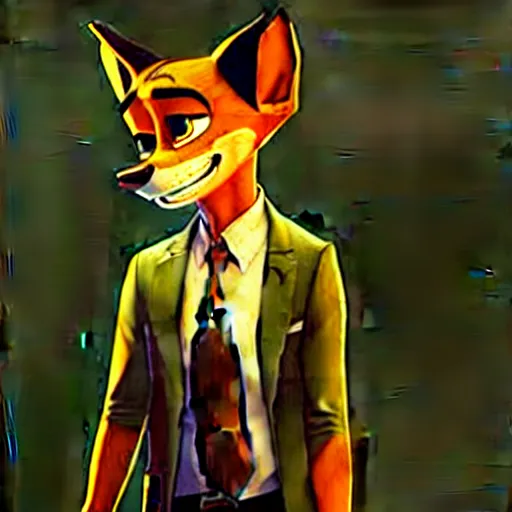 Image similar to concept art of nick wilde as max payne in max payne 3 set in gritty neo - noir zootopia, favela level