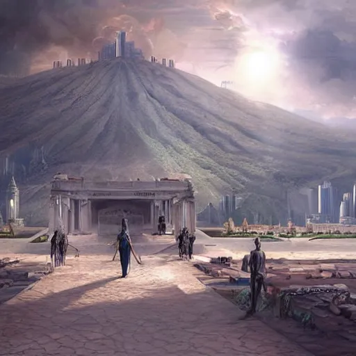 Image similar to hyperealistic depiction of human enslavement realistic rendering matte painting ai domination