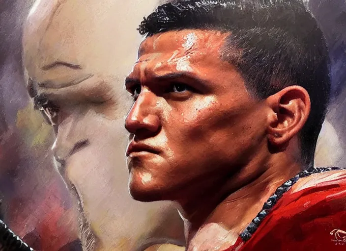 Prompt: a highly detailed beautiful portrait of alexis sanchez as kratos, by gregory manchess, james gurney, james jean
