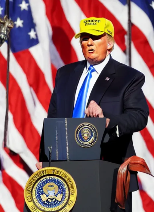 Image similar to photo of Donald trump wearing an FBI hat