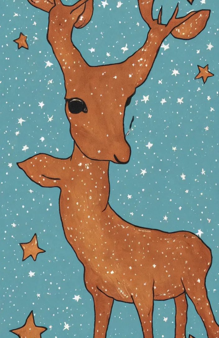 Image similar to deer in the stars in the style of AnnaDittman