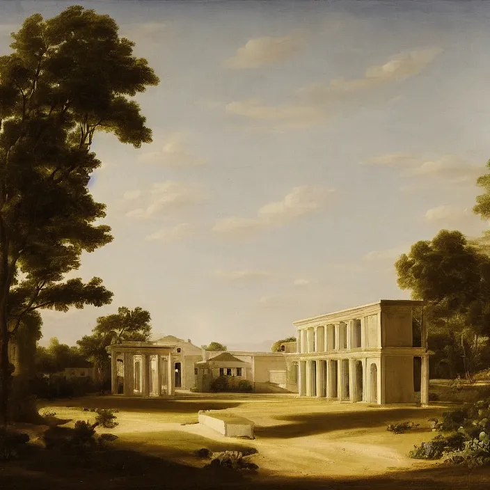 Image similar to a building in a serene landscape, by antonio canova