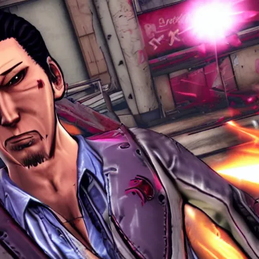 Image similar to Kazuma Kiryu in Borderlands 2