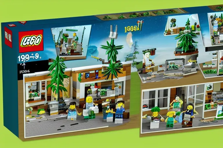 Prompt: cannabis grow operation 1 9 8 5 lego set