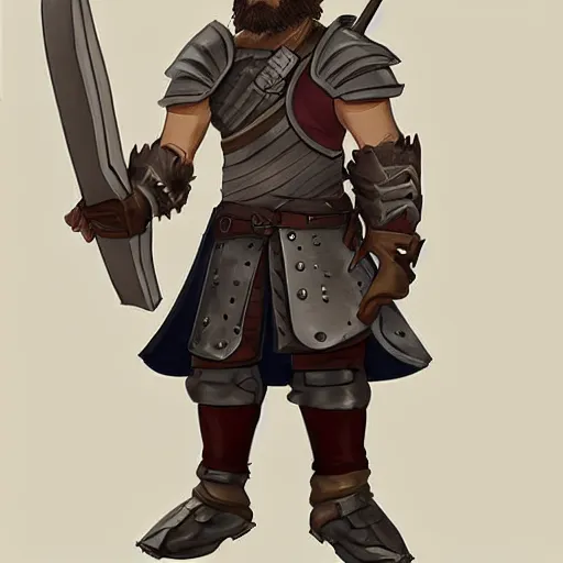Prompt: character concept d & d young scarred captain knight with a steel breastplate, short brown hair and beard. straight nose, lean face and build. hyper detailed