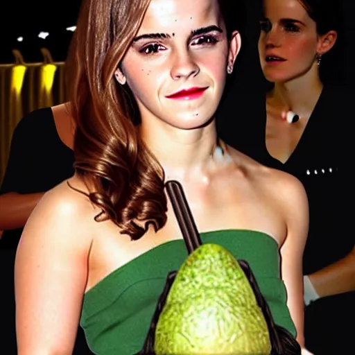 Image similar to emma watson as an avocado