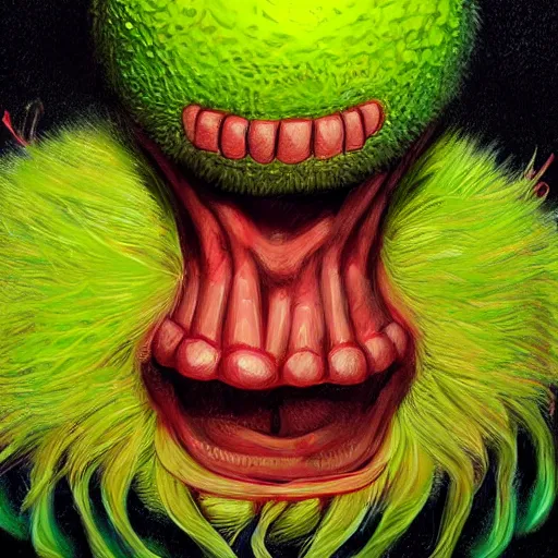 Image similar to a portrait of a tennis ball monsters, digital art, fantasy, magic, chalk, trending on artstation, ultra detailed, professional illustration by basil gogos