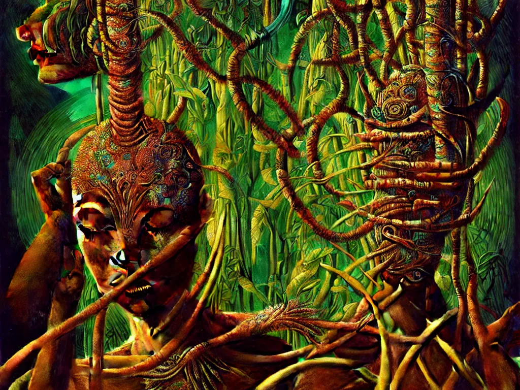 Prompt: highly detailed photo of ayahuasca, trending on deviantart, neo surrealism, sharp focus, octane, masterpiece, art by max ernst