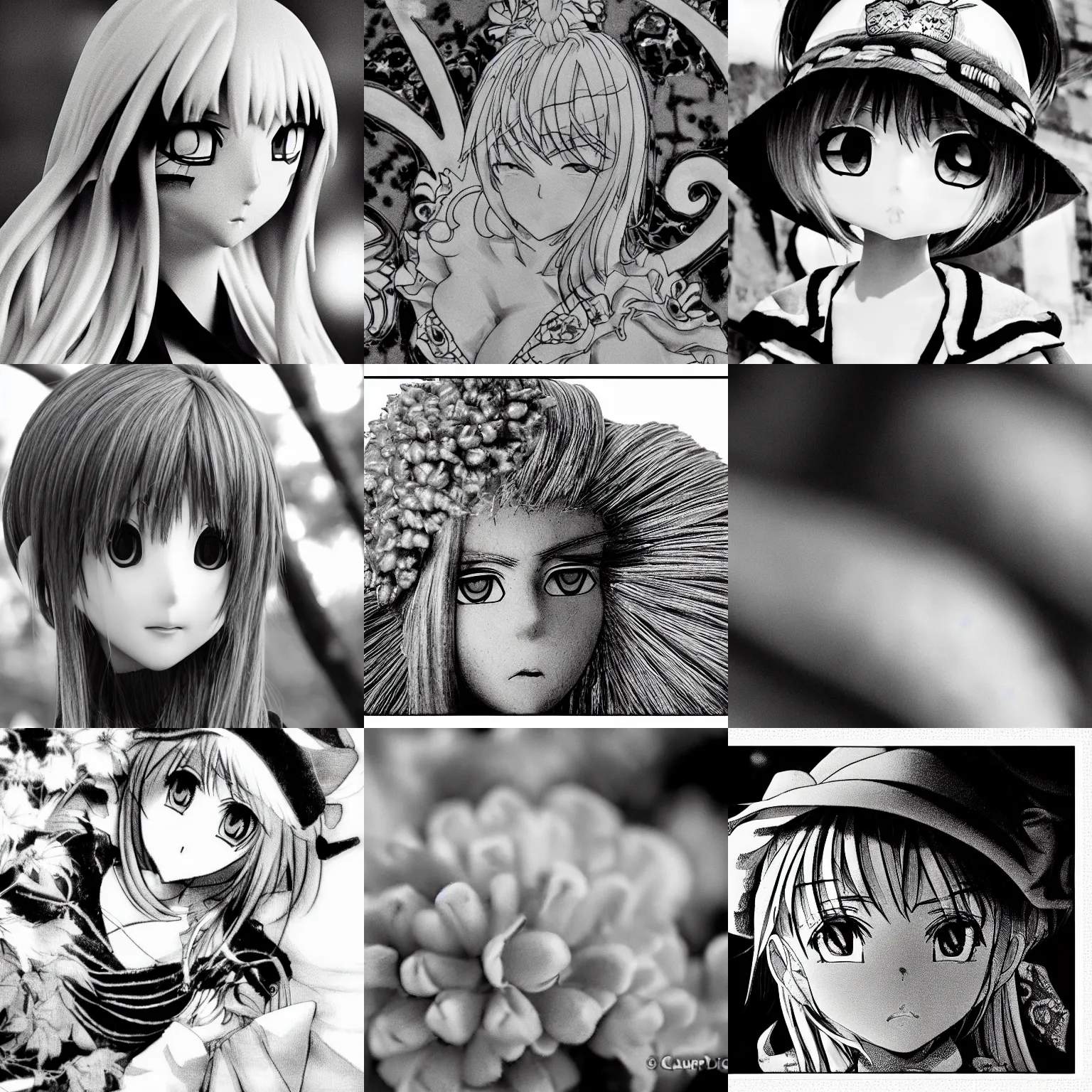 Prompt: capubara manga, b & w, close up