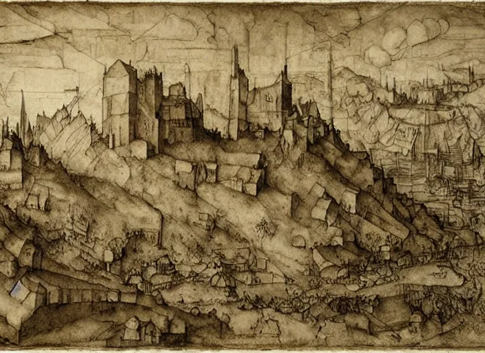 Prompt: matte painting, durer