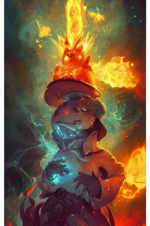 Prompt: the look of pikachu, necromancer witch - doctor covered with ice exploding into fire, electricity highly detailed, high contrast, light reflection, trippy, nebula, trending on artstation by artgem, by peter mohrbacher, by wlop, by ruan jia