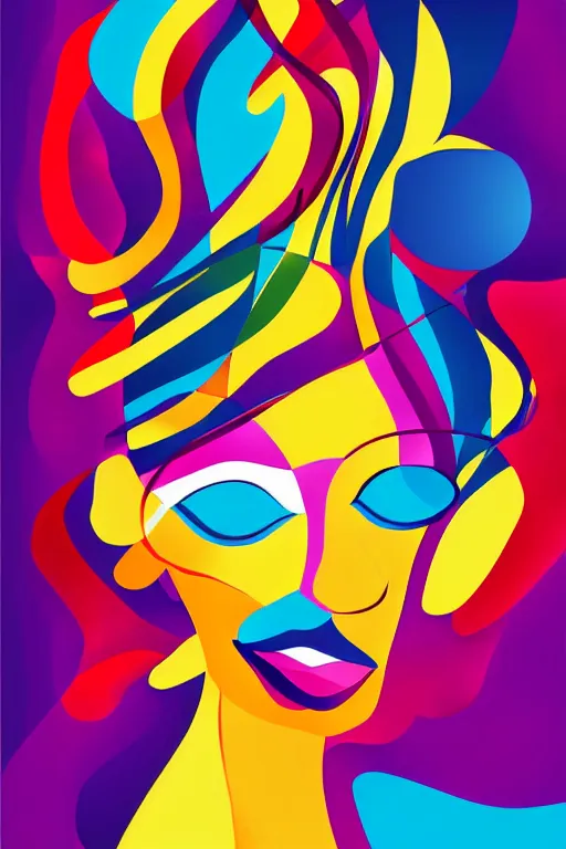 Image similar to vector style the abstract painting of an image of a lady artistic flat illustration art in the style of Bryen Frost