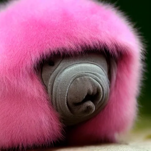 Image similar to A Tardigrade covered in pink fur