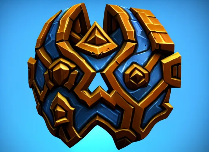 Image similar to crooked round bone shield, stylized stl, 3 d render, activision blizzard style, hearthstone style