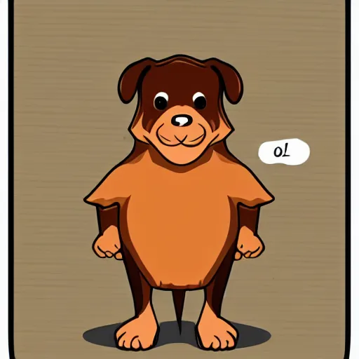 Image similar to Rottweiler wearing caveman attire, cartoon