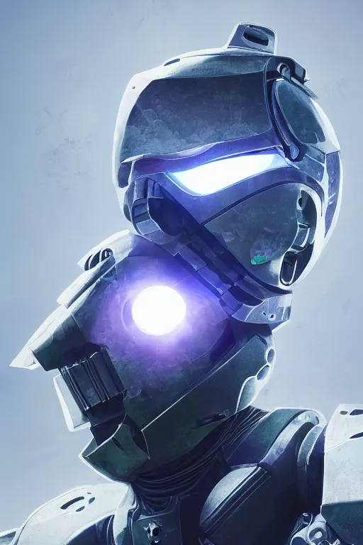 Image similar to robot ninja mask helmet halo master chief radiating a glowing aura global illumination ray tracing hdr fanart arstation by ian pesty and katarzyna da „ bek - chmiel