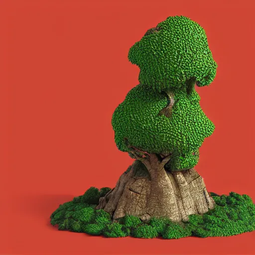 Image similar to a chubby cute tree, 3 d illustration, isometric, 1 0 0 mm, octane render, studio lighting