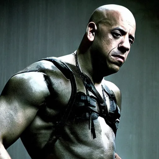 Image similar to candid photo of Vin Diesel dressed as a Namekkian warrior by Annie Leibowitz, photorealisitc, extremely detailed, UHD, correct face, hyperrealistic