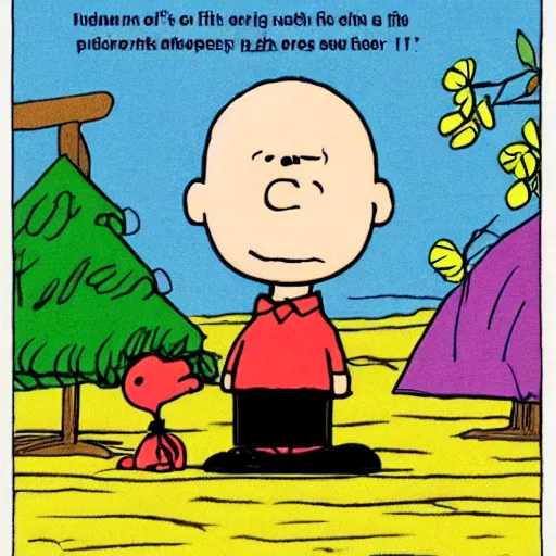 Prompt: charlie brown illustrated by charles schulz