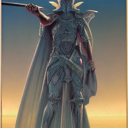 Image similar to fantasy sword concepts, painting by Wayne Douglas Barlowe ,