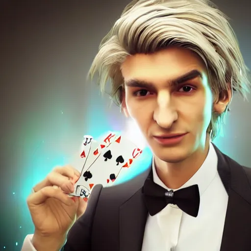 Image similar to a high quality photo of handsome gigachad XQC gambling, photorealism, 8k, artstation