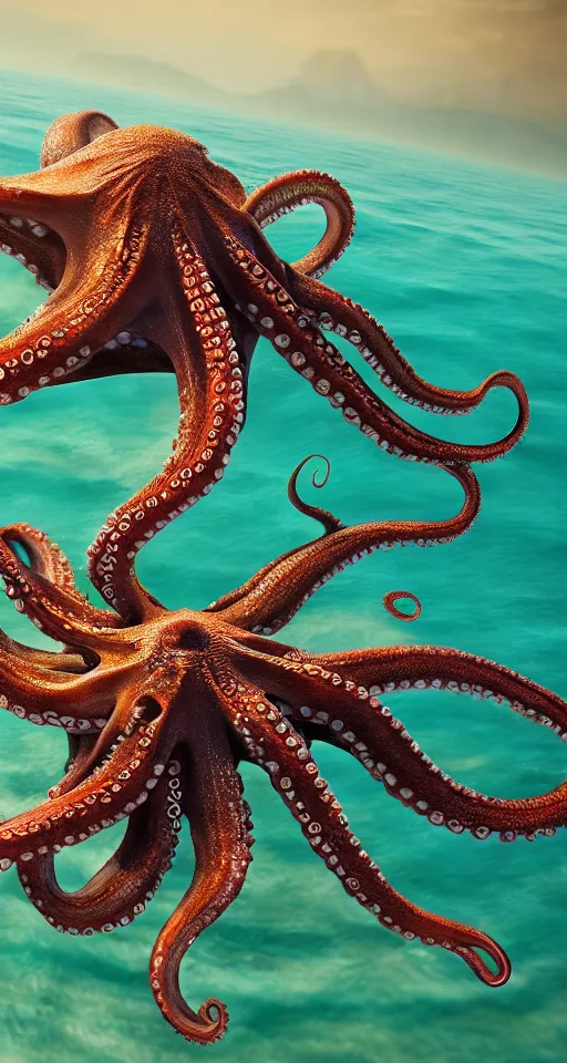 Image similar to A octopus in the ocean centered-photograph film still, dynamic action pose, National Geographic, insane detail, intricate, highly detailed, Zeiss Lens, DSLR photography, smooth, sharp focus, Unreal Engine 5, Octane Render, Redshift, depth of field 8K