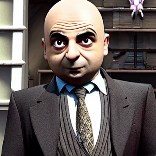 Image similar to Rowan Atkinson as Gru in Despicable me