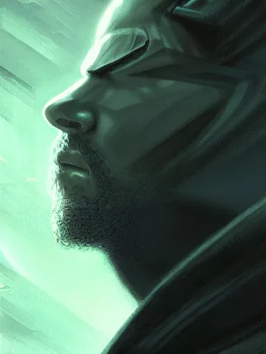 Prompt: a sad man wearing all black looking down. mourning, grieving. intricate, elegant, highly detailed, digital painting, artstation, concept art, sharp focus, illustration, by justin gerard and artgerm, 8 k