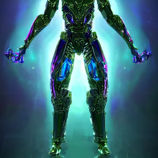 Powerful humanoid entity with iridescent crystal | Stable Diffusion