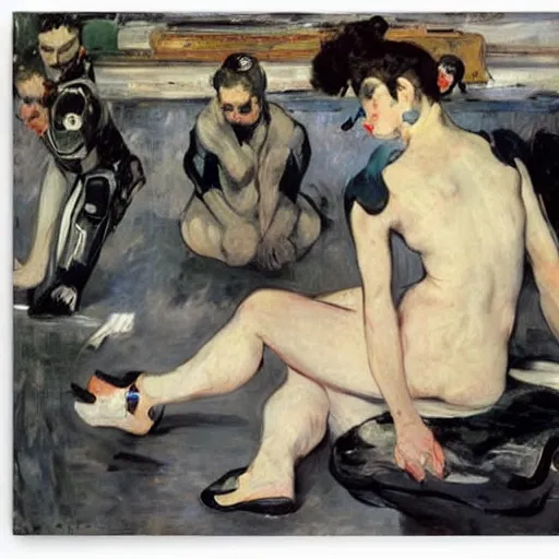 Image similar to cyborgs by edouard manet