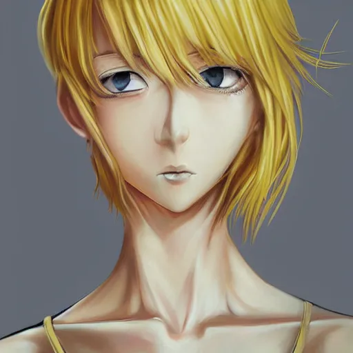 Image similar to portrait of a blond anime character ultra realistic painting