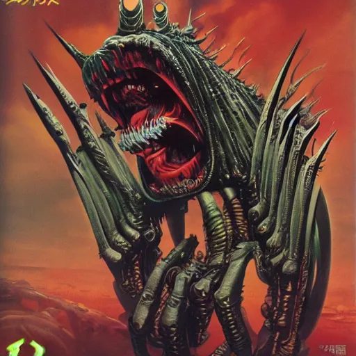 Image similar to japanese magazine covers, monster energy, by peter andrew jones, by hr giger, hd, hyper detailed, 4 k
