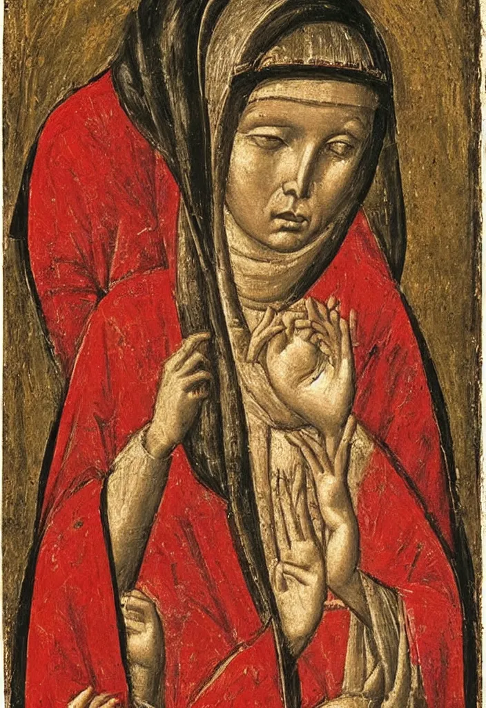 Image similar to saint mary mackillop by Duccio, circa 1285