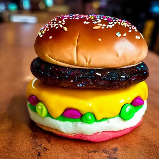 Prompt: a candy burger.